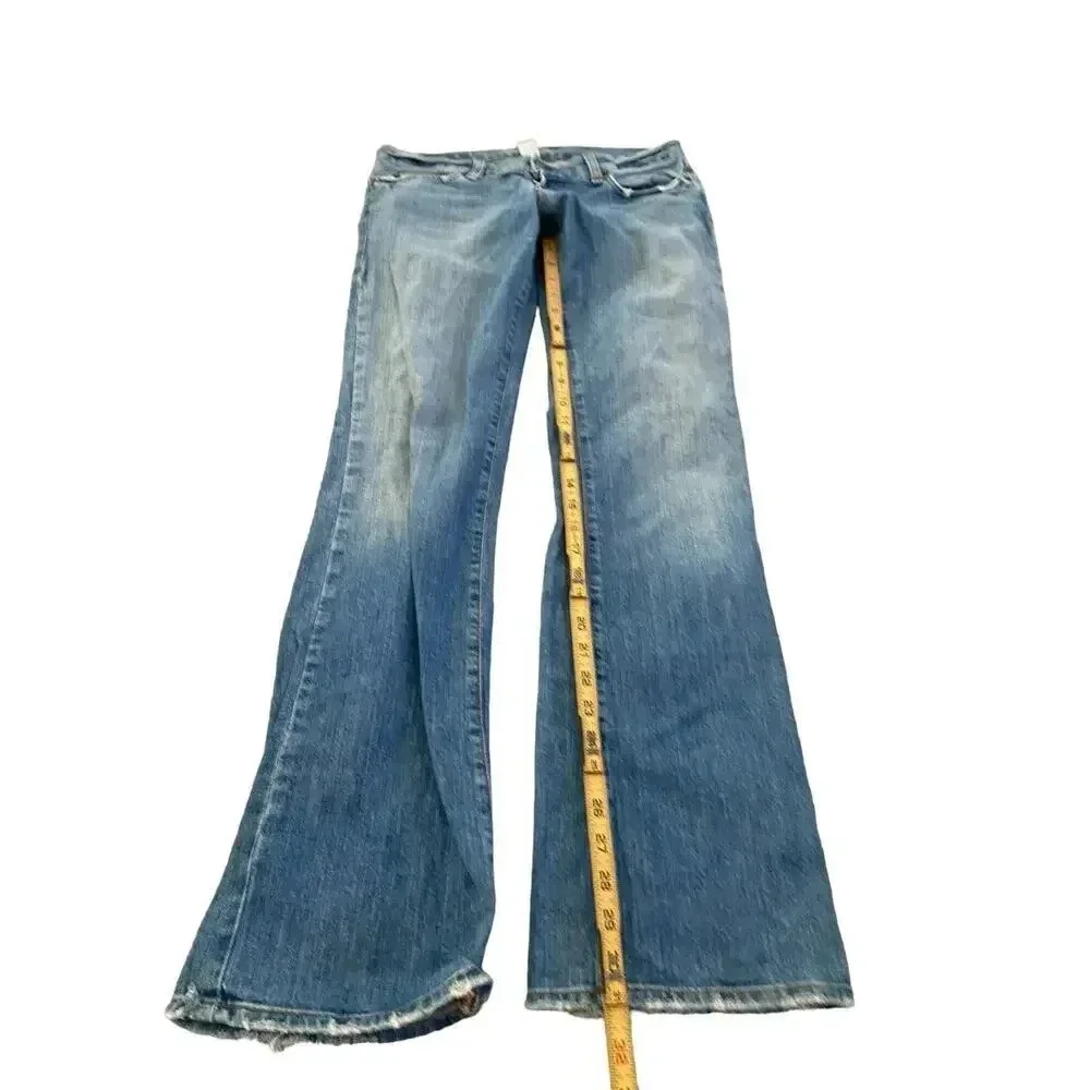 Lucky Brand Dungarees Blue Denim Fit Madeline Block Flare Jean Size 8/29